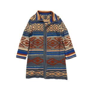 Open Front Knit Cardigan Women S Boho Aztec Stripe Earthy Western Country Chic